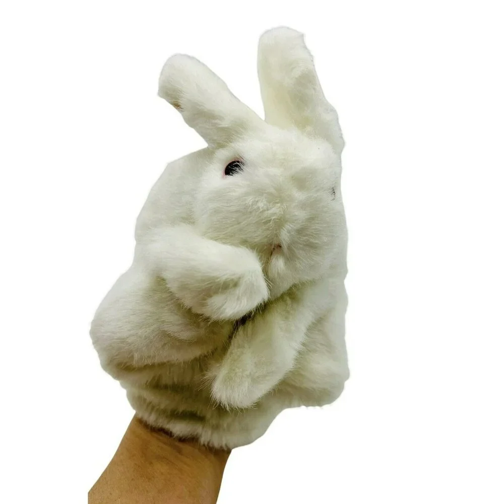 Folkmanis‎ White Bunny Rabbit Hand Puppet #2048 Storytelling Library Pink Eyes